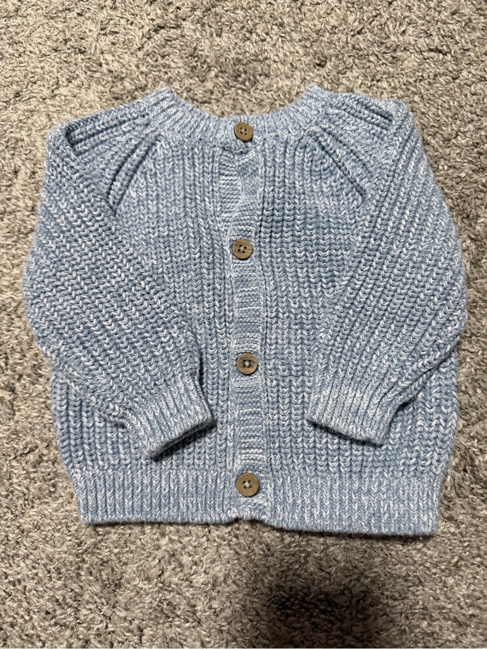 Rock a Bye Baby Soft Knit “Hello” Baby Cardigan - Light Blue 3-6M